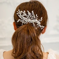Bridal Silver Pearl Hair Comb 129575
