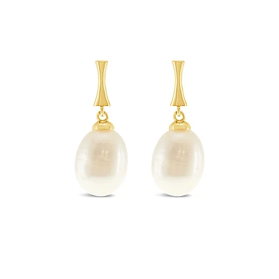 Gold Plated Sterling Silver Pearl Earrings 152283