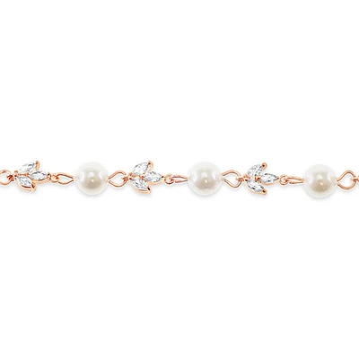 Bridal Rosegold Pearl Cubic Zirconia Bracelet 145921