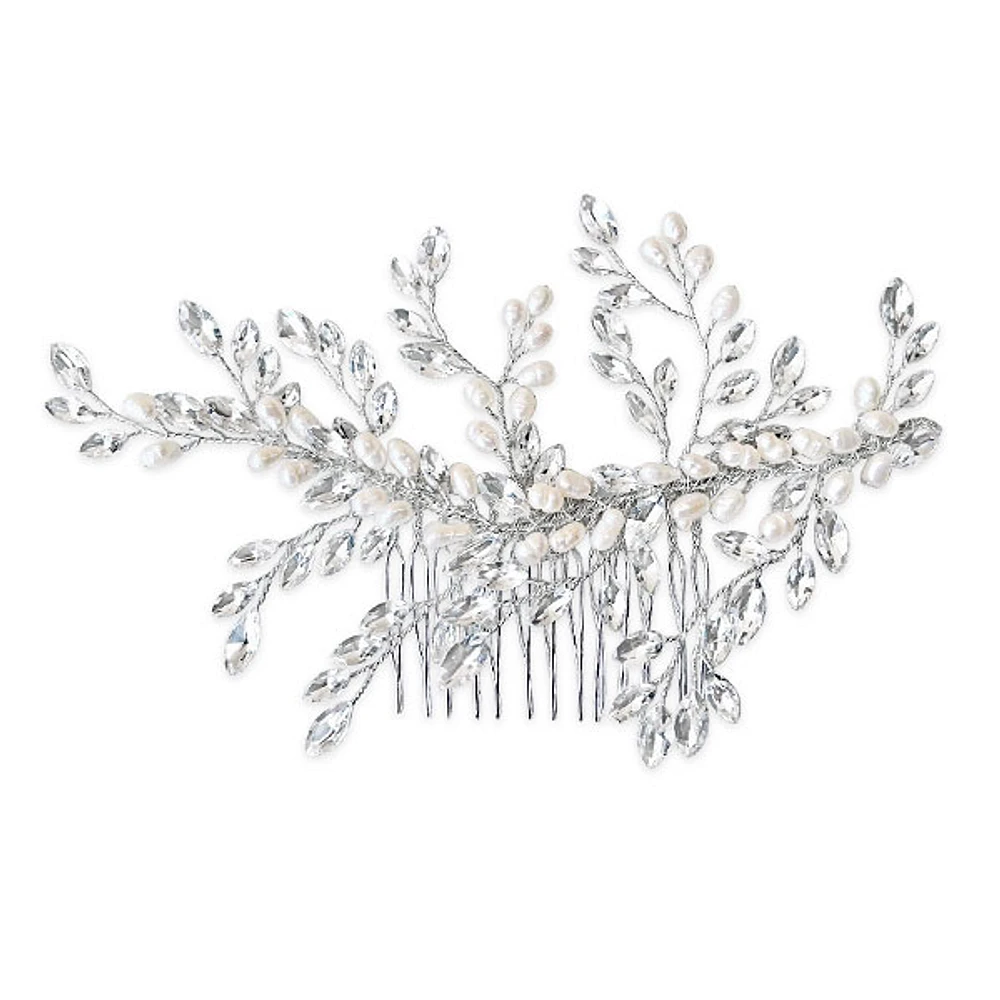 Bridal Silver Pearl Hair Comb 129575
