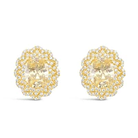 Gold Plated Sterling Silver Yellow Oval Cubic Zirconia Earrings 153390