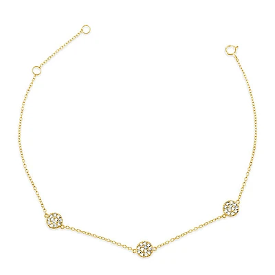 Gold Plated Sterling Silver Cubic Zirconia Anklet