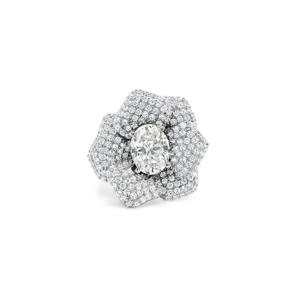 Sterling Silver Flower  Cubic Zirconia Ring 147819