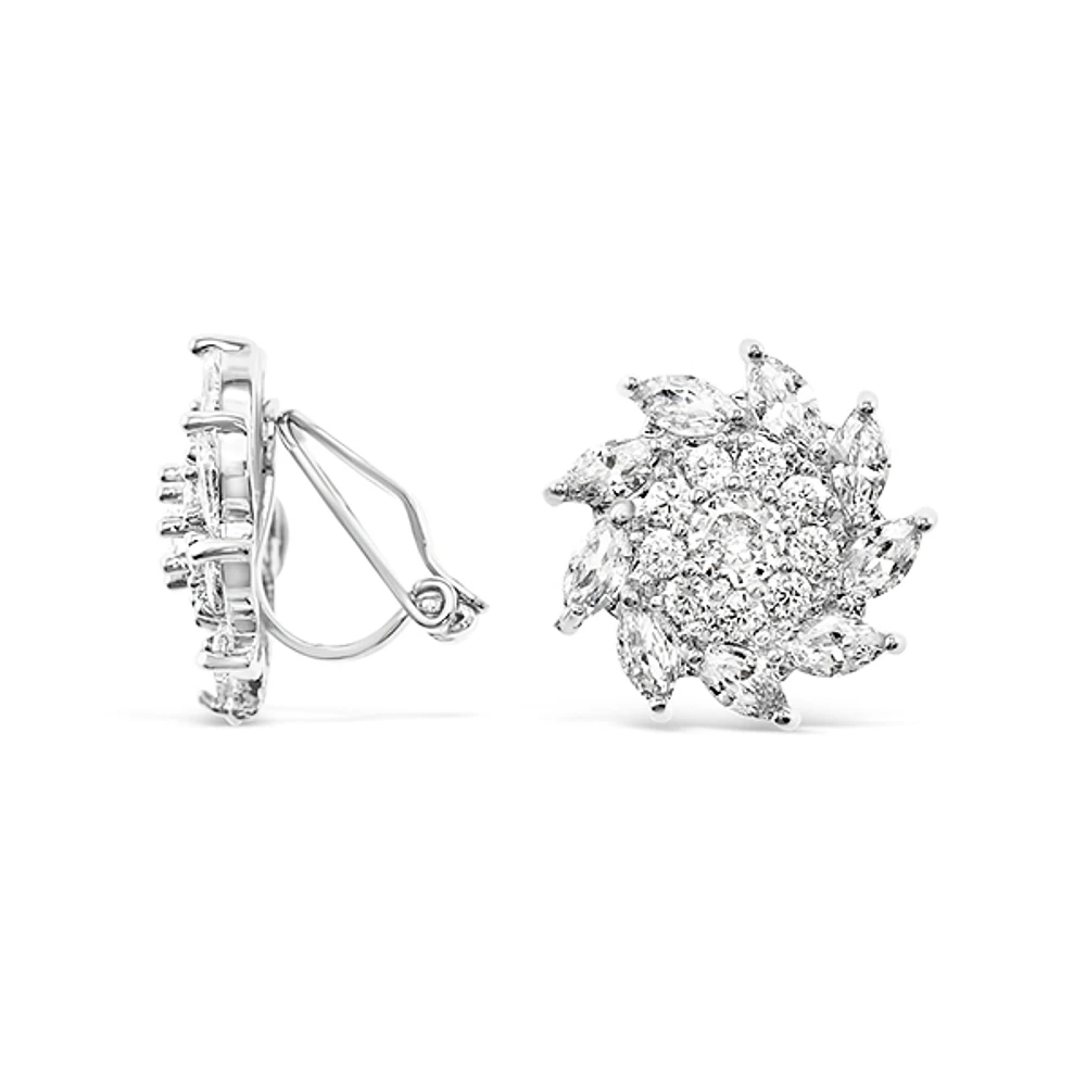 Bridal Silver Cubic Zirconia Clip-on Earrings 149309