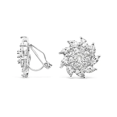 Bridal Silver Cubic Zirconia Clip-on Earrings 149309