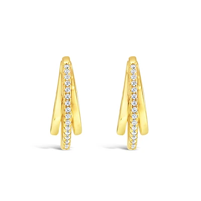 Gold Plated Sterling Silver Cubic Zirconia Huggie Earrings