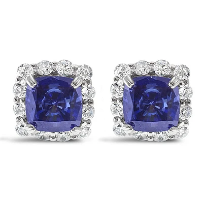 Sterling Silver Sapphire Cubic Zirconia Earrings
