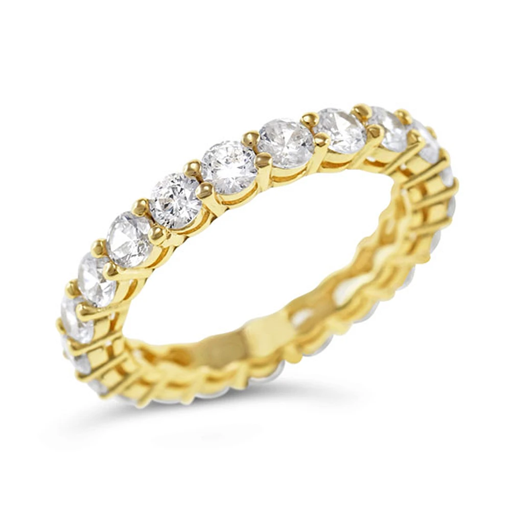 Gold Plated Sterling Silver 3mm Cubic Zirconia Eternity Ring 146106
