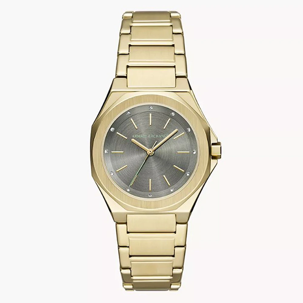 Armani Exchange Three-Hand Gold-Tone Stainless Steel Watch