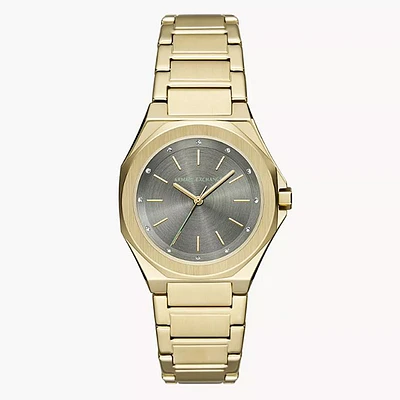 Armani Exchange Three-Hand Gold-Tone Stainless Steel Watch