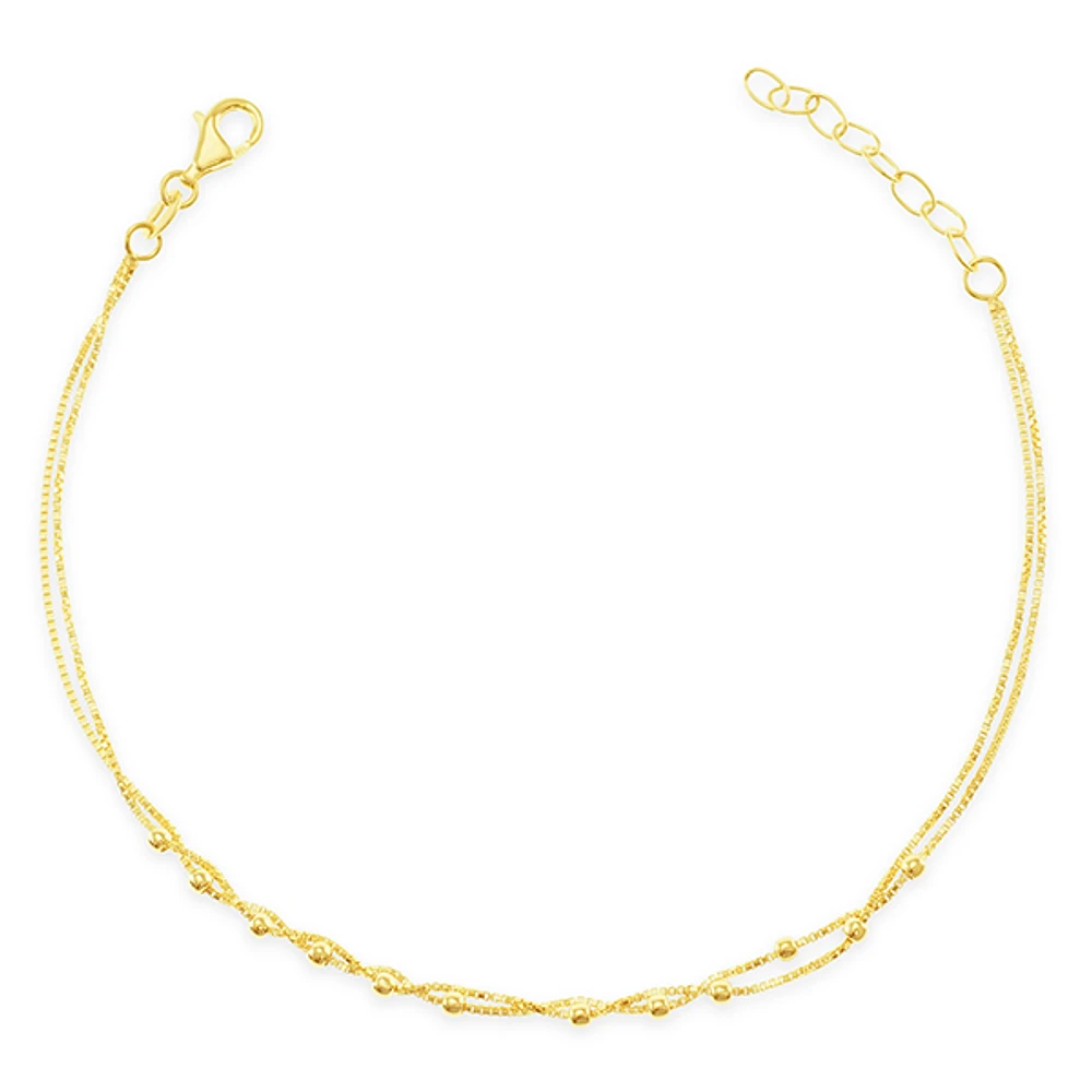 Gold Plated Sterling Silver Double Box Anklet 141825