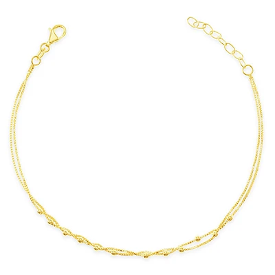 Gold Plated Sterling Silver Double Box Anklet 141825