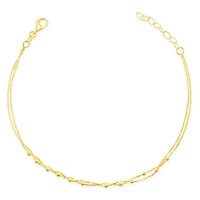 Gold Plated Sterling Silver Double Box Anklet 141825