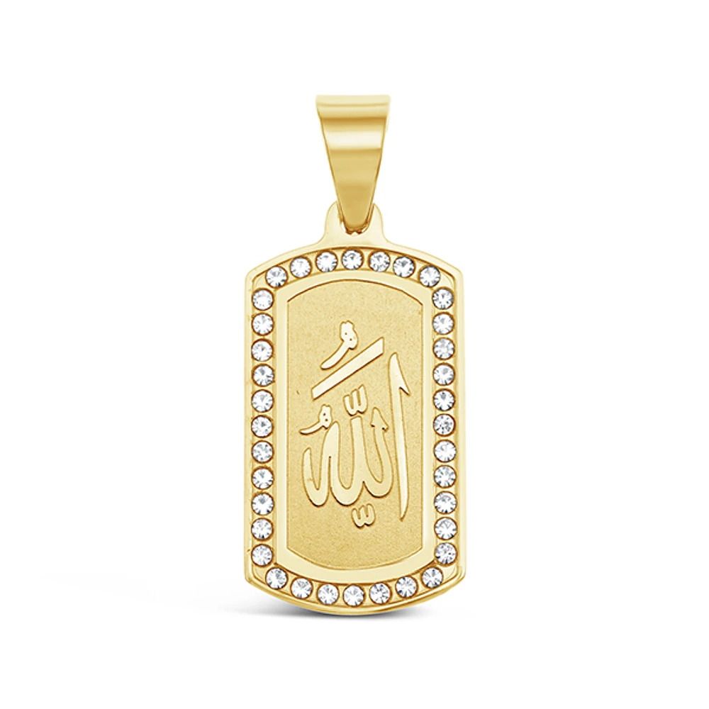 Stainless Steel Gold Allah Crystal Pendant 150679