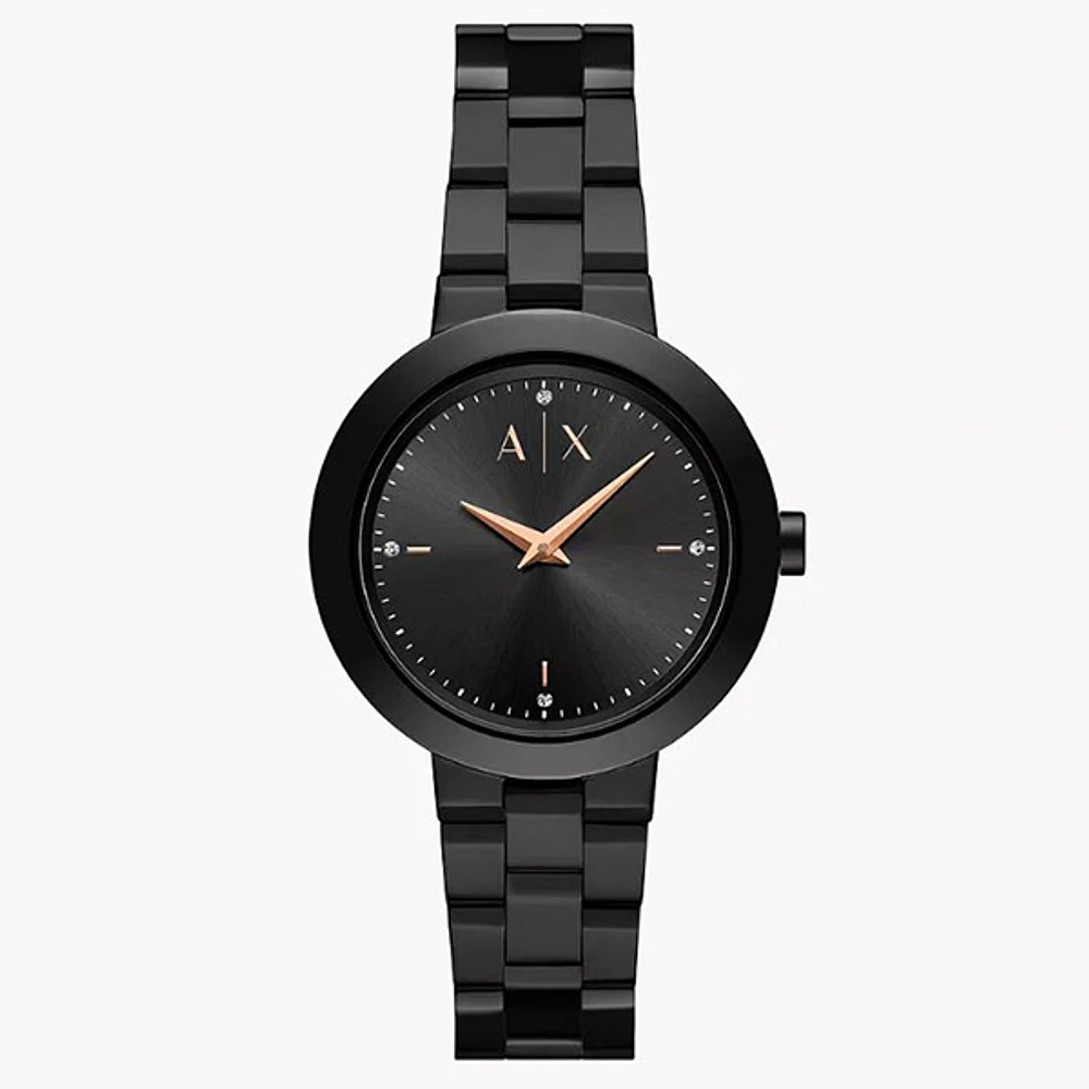 Armani Exchange Two-Hand Black Stainless Steel Watch 153654