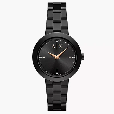 Armani Exchange Two-Hand Black Stainless Steel Watch 153654