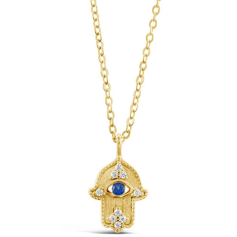 Gold Plated Sterling Silver Cubic Zirconia Evil Eye Necklace