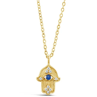 Gold Plated Sterling Silver Cubic Zirconia Evil Eye Necklace