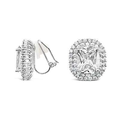 Bridal Silver Cubic Zirconia Clip-on Earrings