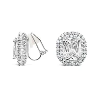 Bridal Silver Cubic Zirconia Clip-on Earrings