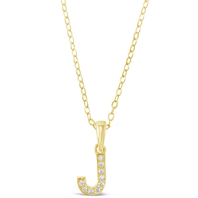 Gold Plated Sterling Silver Cubic Zirconia Initial J Necklace 147941