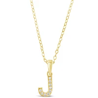 Gold Plated Sterling Silver Cubic Zirconia Initial J Necklace 147941