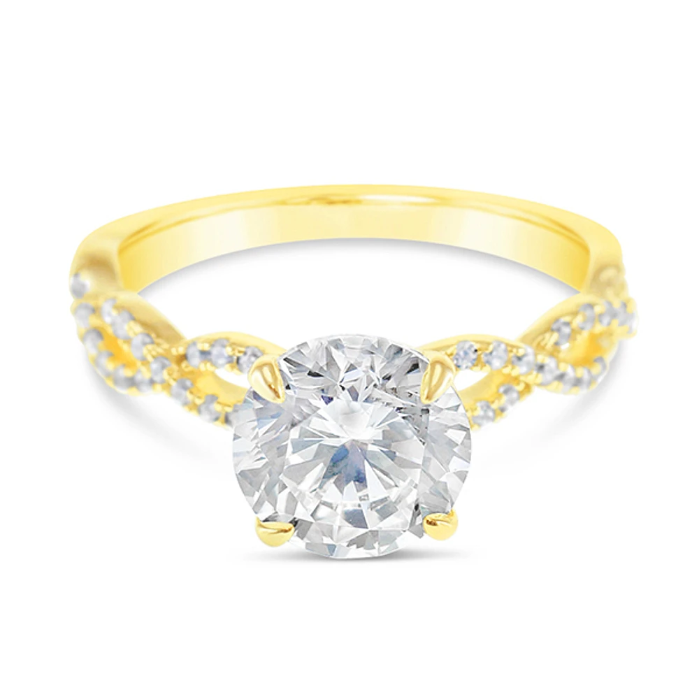 Gold Plated Sterling Silver Twist Cubic Zirconia Ring 153143