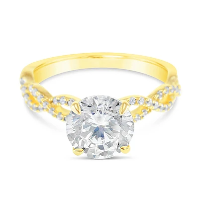 Gold Plated Sterling Silver Twist Cubic Zirconia Ring 153143