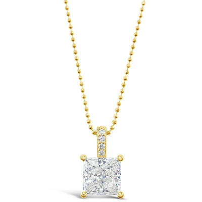 Gold Plated Sterling Silver Square Cubic Zirconia Necklace 147706