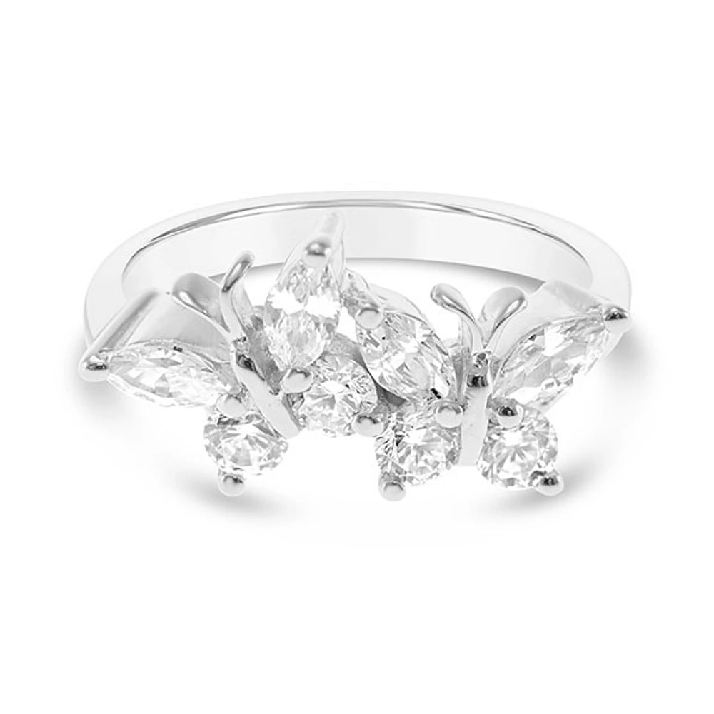 Sterling Silver Cubic Zirconia Butterfly Ring