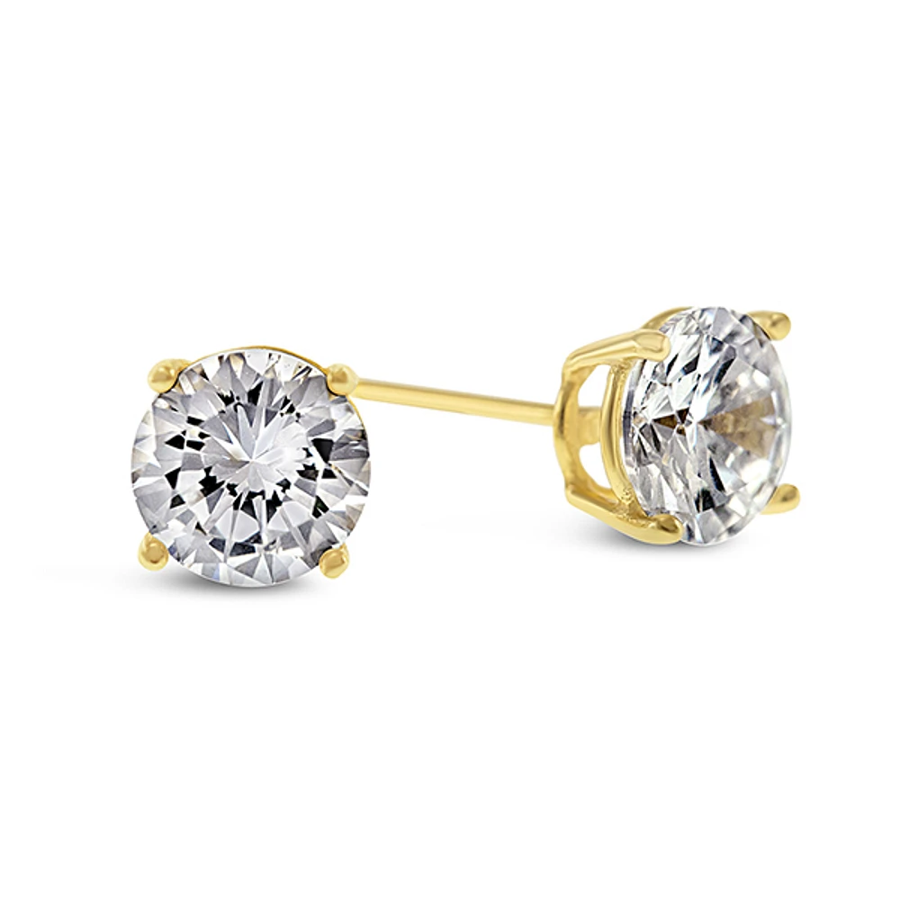 Yellow Gold Plated Sterling Silver Cubic Zirconia 5mm Studs 104999