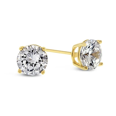 Yellow Gold Plated Sterling Silver Cubic Zirconia 5mm Studs 104999