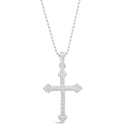 Sterling Silver Cubic Zirconia Cross Necklace