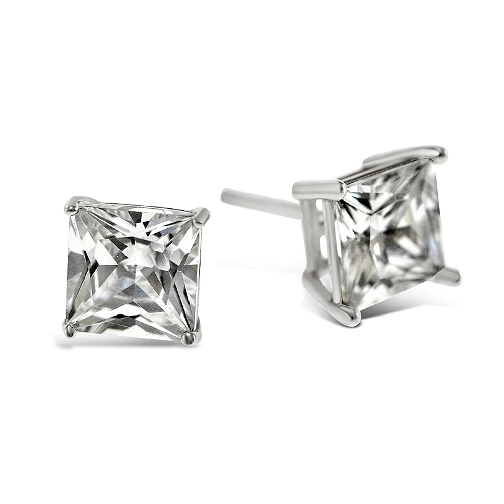 Sterling Silver Cubic Zirconia Square 7mm Studs 9001469