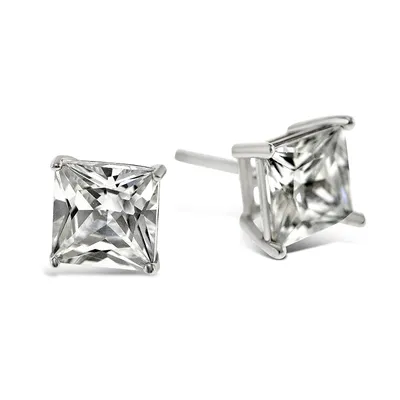 Sterling Silver Cubic Zirconia Square 7mm Studs 001469