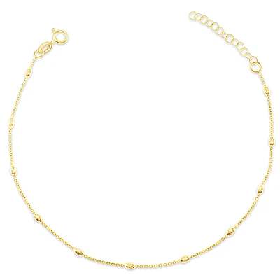 Gold Plated Sterling Silver Bead Anklet 145097