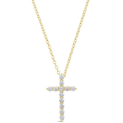 Gold Plated Sterling Silver Cross Cubic Zirconia Necklace 152727