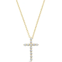 Gold Plated Sterling Silver Cross Cubic Zirconia Necklace 152727