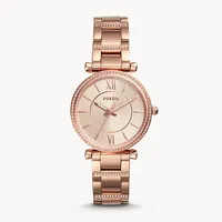 Fossil Carlie Three-Hand Rose-Gold-Tone Stainless Steel Watch 131681