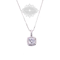 Sterling Silver Cubic Zirconia Square Necklace 139380