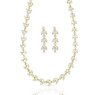 Bridal Gold Cubic Zirconia Necklace and Earrings Set