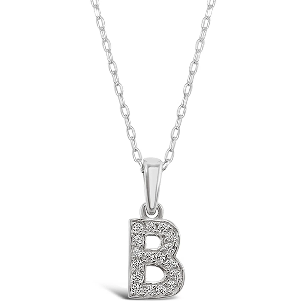 Sterling Silver Cubic Zirconia Initial B Necklace 135918