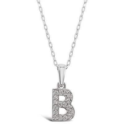 Sterling Silver Cubic Zirconia Initial B Necklace 135918