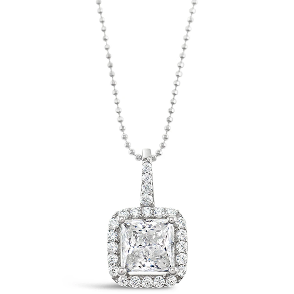 Sterling Silver Square Cubic Zirconia Necklace 136029