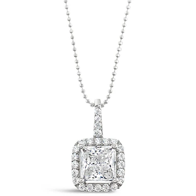 Sterling Silver Square Cubic Zirconia Necklace 136029