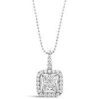 Sterling Silver Square Cubic Zirconia Necklace 136029