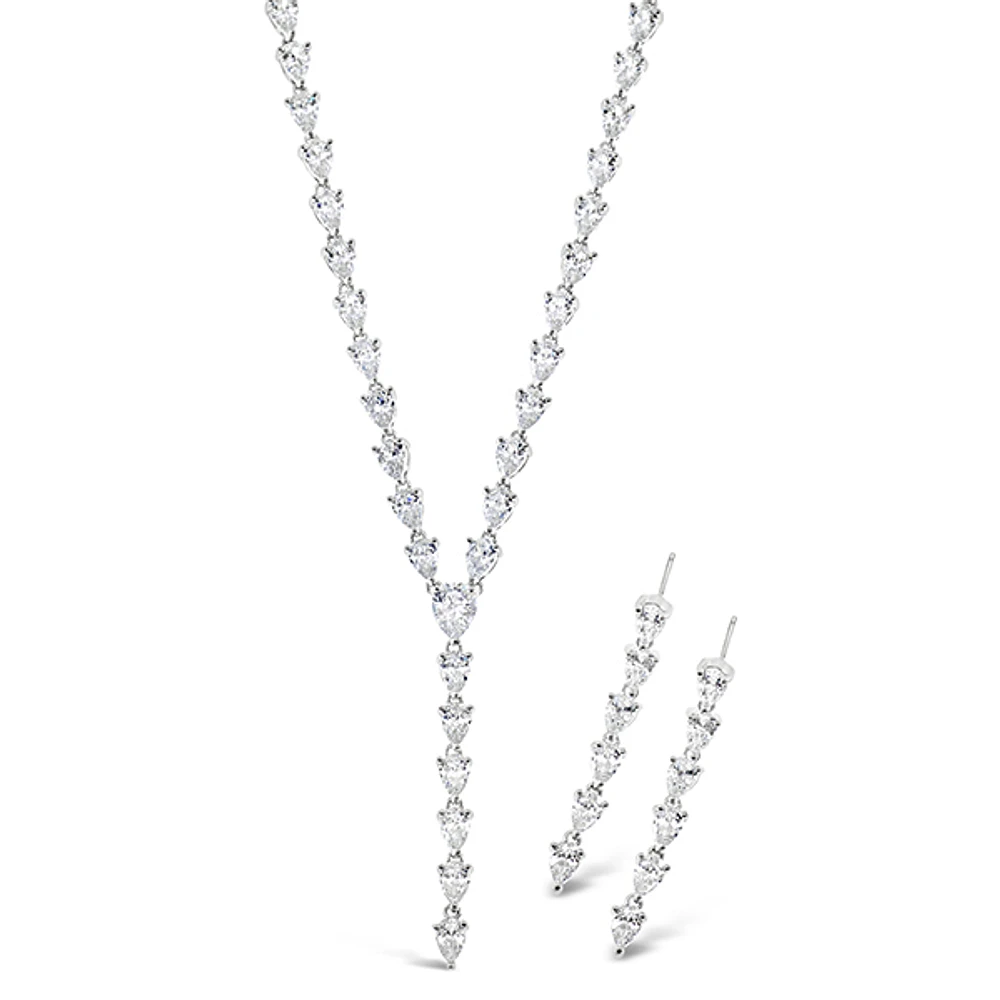 Bridal Silver Cubic Zirconia Necklace & Earrings Set