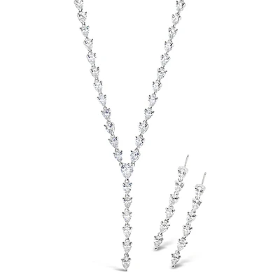 Bridal Silver Cubic Zirconia Necklace & Earrings Set
