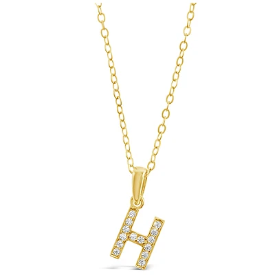Gold Plated Sterling Silver Cubic Zirconia Initial H Necklace 147940