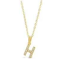 Gold Plated Sterling Silver Cubic Zirconia Initial H Necklace 147940